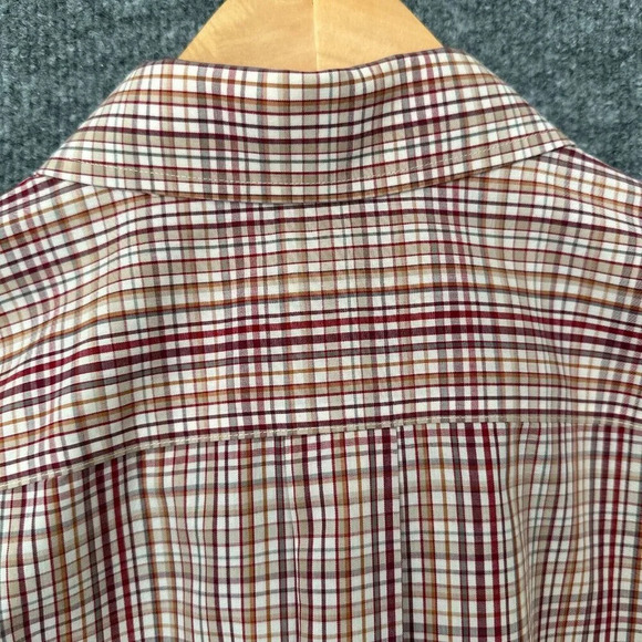 Eddie Bauer Shirt Mens Large Red Tan Plaid Casual Relaxed Wrinkle Resistant - Picture 5 of 10